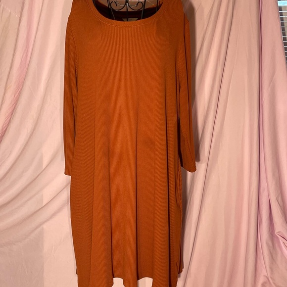 Time and Tru Rust Long Sleeve Dress - Picture 1 of 5
